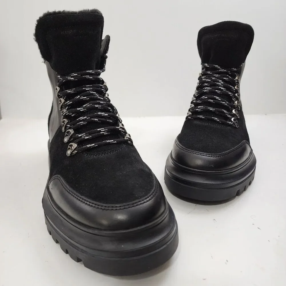 KURT GEIGER Boots VIPER HIKER Mens Size EU 43/US 10 Black Leather Suede Combat